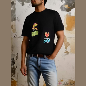 Bohoo Man Black Mushroom Tee Size Medium